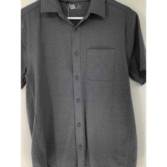 VRST Men's Small Graphic Charcoal Refined Knit Button Down Shirt Preppy I12-8 - Picture 3 of 9